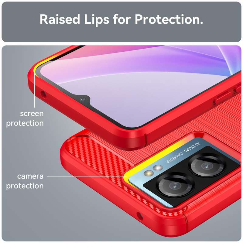 For OPPO A77 5G Brushed Texture Carbon Fiber TPU Phone Case(Red)