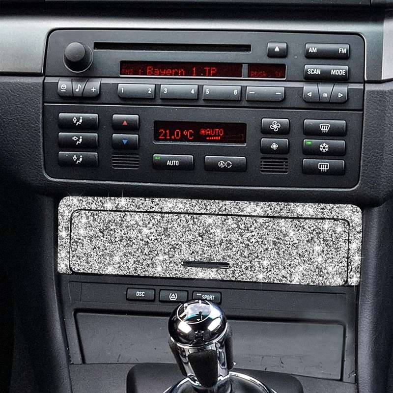For BMW Series 3 E46 1998-2005 Car Gear Button Frame Diamond Decoration Sticker, Left Drive