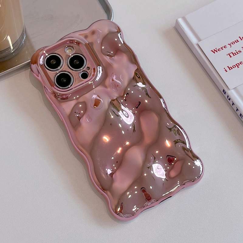 For iPhone 15 Pro Wave Bubbles TPU Phone Case(Painted Pink)