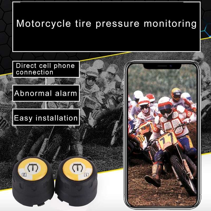 Motorcycle Bluetooth Tire Pressure Monitoring System TPMS Mobile Phone APP Detection 2 External S...