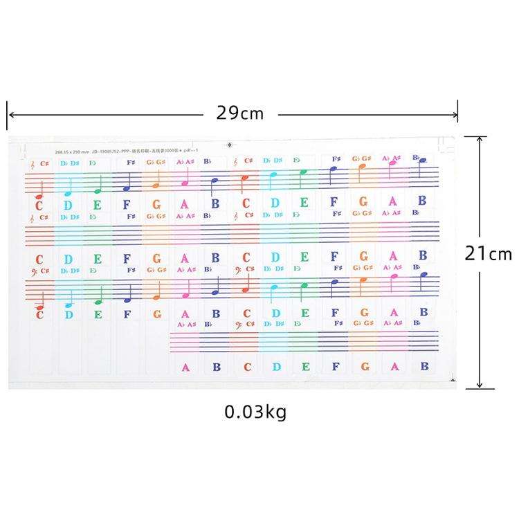 QT-005 5PCS Children Piano Keyboard Color Stickers Musical Instrument Accessories