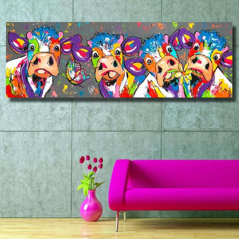 Colorful Cows Home Decoration Canvas Painting HD Inkjet Frameless Painting Core, Size:3090cm