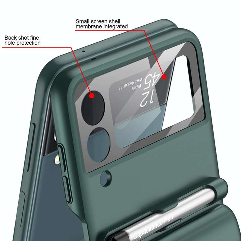 For Samsung Galaxy Z Flip4 GKK Magnetic Full Coverage Phone Flip Case with Pen(Blue)