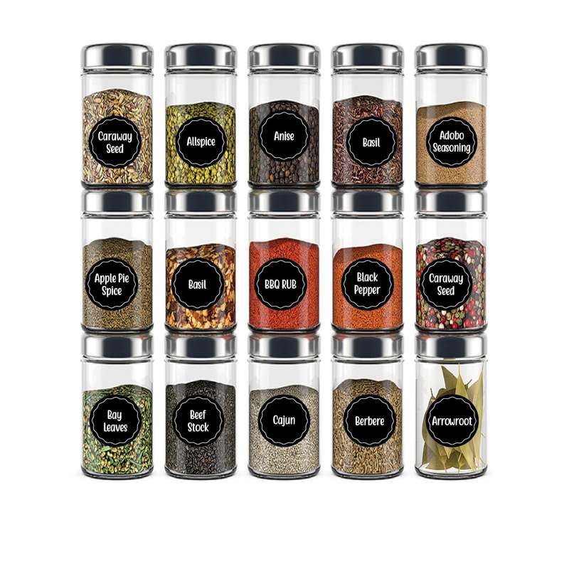 144 PCS Printed Spice Jar Labels Pantry Stickers Blackboard Stickers(Diameter 3.8cm)