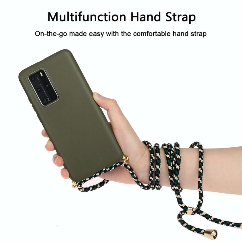 For Huawei P40 Pro Wheat Straw Material + TPU Protective Case with Lanyard(Army Green)