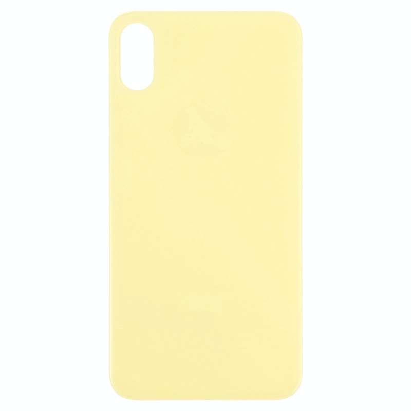 Easy Replacement Big Camera Hole Glass Back Battery Cover for iPhone X / XS(Yellow)
