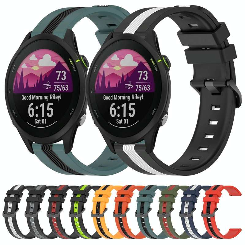 For Garmin Forerunner 255 Music 22mm Vertical Two-Color Silicone Watch Band(Orange+Black)