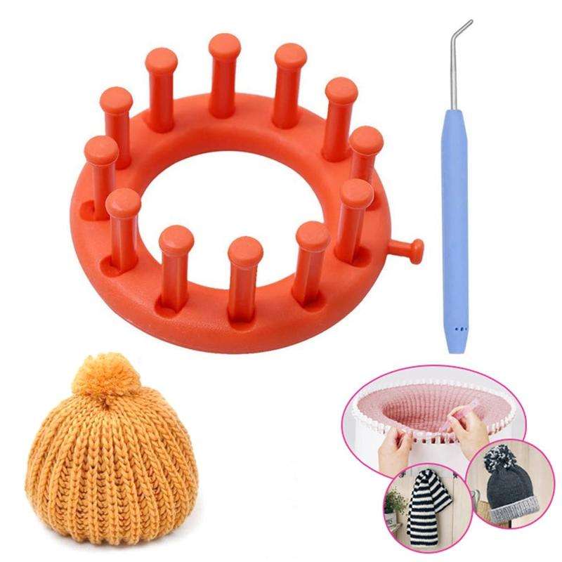 2 in 1 Circular Hand Knitting Machine Woolen Needle Hook Jacquard Weaver Sweater Hat Making Tool(...
