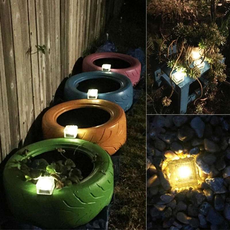 Solar Powered Square Tempered Glass Outdoor LED Buried Light Garden Decoration Lamp IP55 Waterpro...