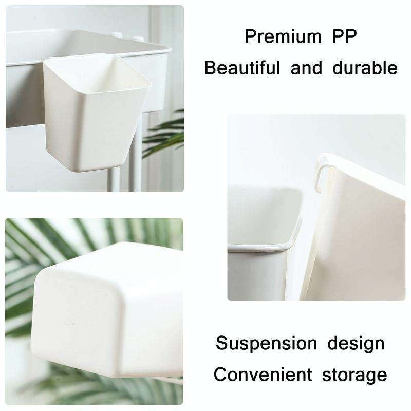 4 PCS Home Cart Back Hanging Plastic Storage Basket(Grey)