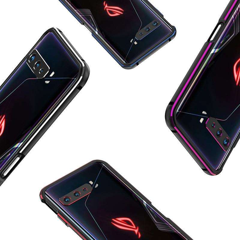 For ASUS ROG Phone 3 ZS661KS Aluminum Alloy Shockproof Protective Bumper Frame(Black Blue)