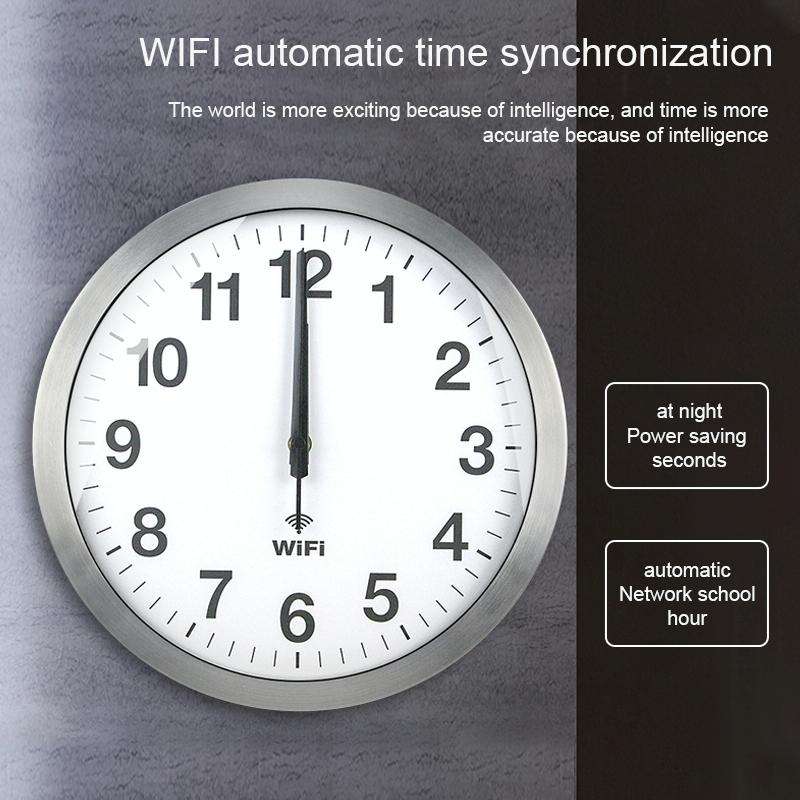 Smart Network Automatic Time Synchronization Wifi Wall Clock Modern Minimalist Silent Living Room...