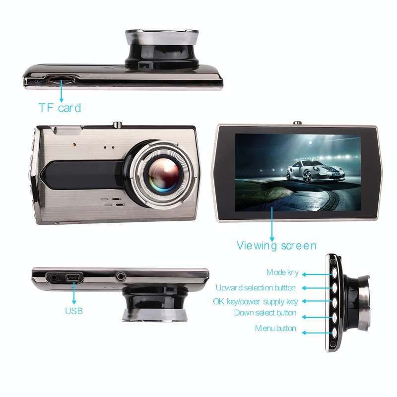 H600 4 inch Front and Rear Dual-recording HD 1080P Night Vision Driving Recorder Support Loop Rec...