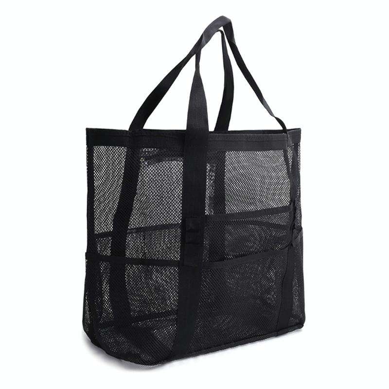Large Capacity Mesh Swimming Tote Beach Bag(Black)