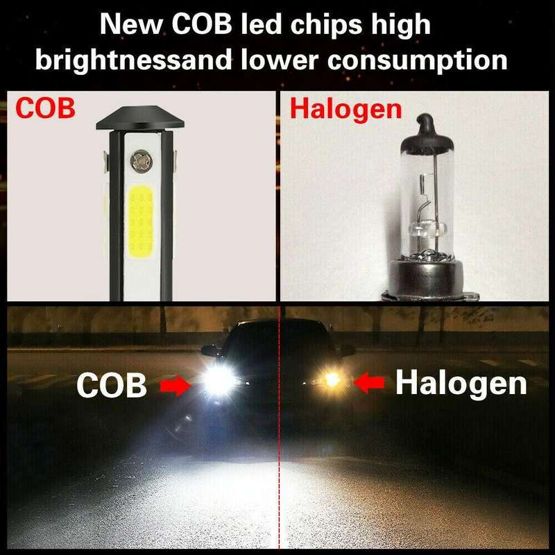 F8 H11 2 PCS 22W 3000LM 6000K Four Side DOB LED Headlight Fog Light Bulbs High Beam Conversion Ki...