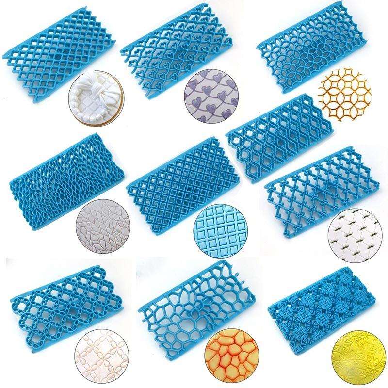 2 PCS Cake Fondant Tool Heart Shaped Diamond Texture Plaid Overpass Quyi Seal Printing Mould(Smal...