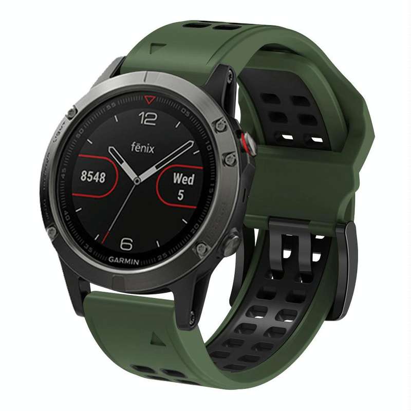 For Garmin Fenix 6 Quick Release Double Row Silicone Watch Band(Army Green Black)