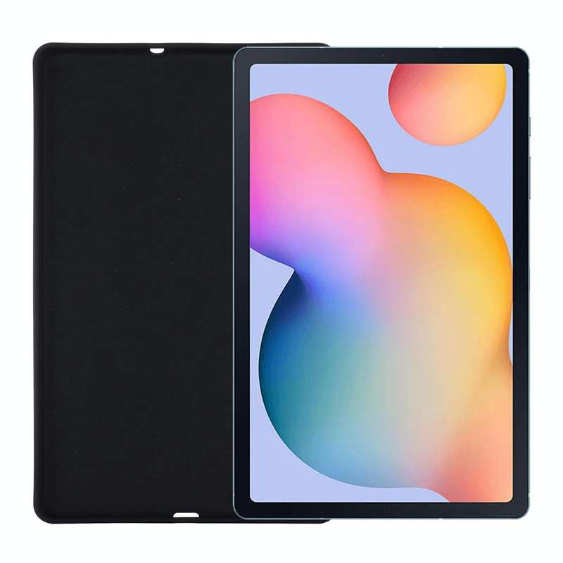For Samsung Galaxy Tab S6 Lite Solid Color Liquid Silicone Shockpoof Tablet Case(Black)