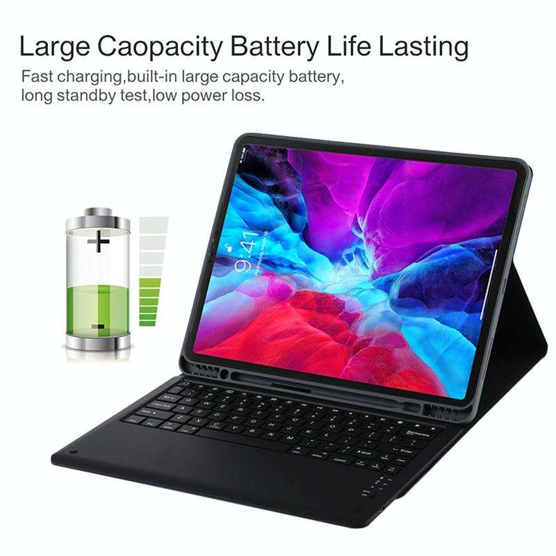 T129 Detachable Bluetooth Black Keyboard Microfiber Leather Tablet Case for iPad Pro 12.9 inch (2...