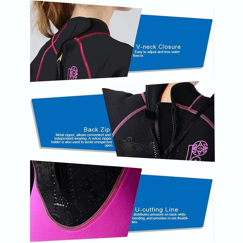 SLINX 1104 3mm Neoprene Super Elastic Wear-resistant Warm U-splicing Wet Short-sleeved One-piece ...