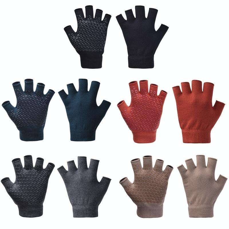 Ladies Non-Slip Fingerless Aerial Yoga Aid Gloves(A2 Red)