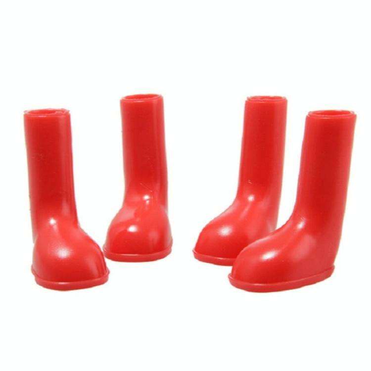 4 PCS/Set Pet Rain Boots Waterproof Non-slip Dog Shoes, Size:M(Red)