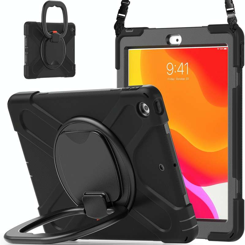 For Apple iPad 10.2 2021 / 2020 / 2019 Contrast Color Silicone + PC Protective Case with Holder &...