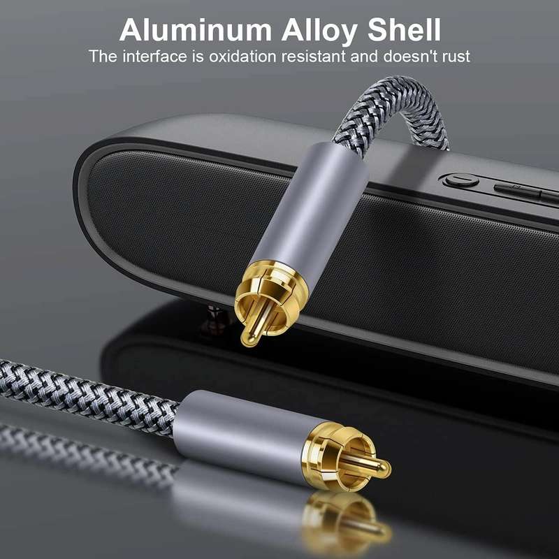 1m Pure Copper RCA Coaxial HIFI Digital Audio Cable SPDIF Subwoofer Speaker Cable(Silver Gray)