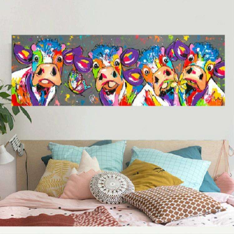 Colorful Cows Home Decoration Canvas Painting HD Inkjet Frameless Painting Core, Size:3090cm