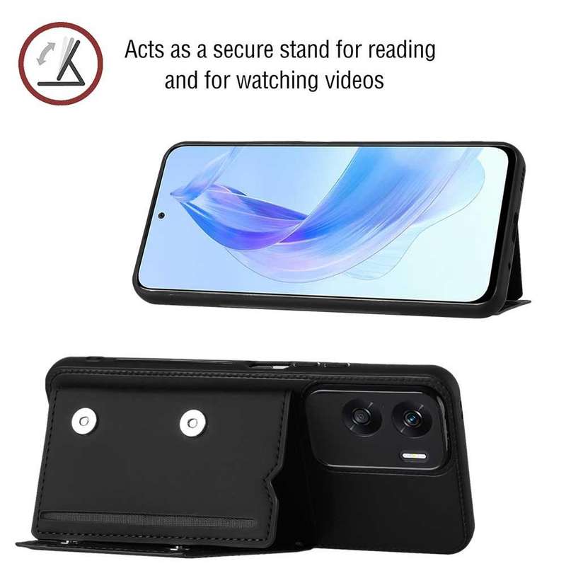 For Honor 90 Lite/X50i Skin Feel PU + TPU + PC Card Slots Phone Case(Black)