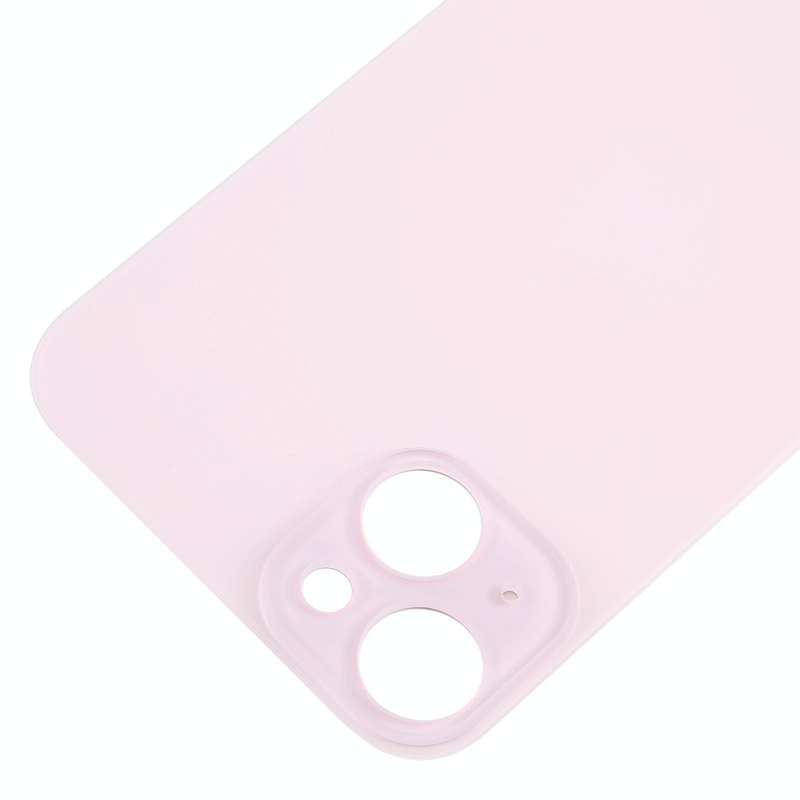 For iPhone 15 Plus Easy Replacement Big Camera Hole Glass Back Battery Cover(Pink)
