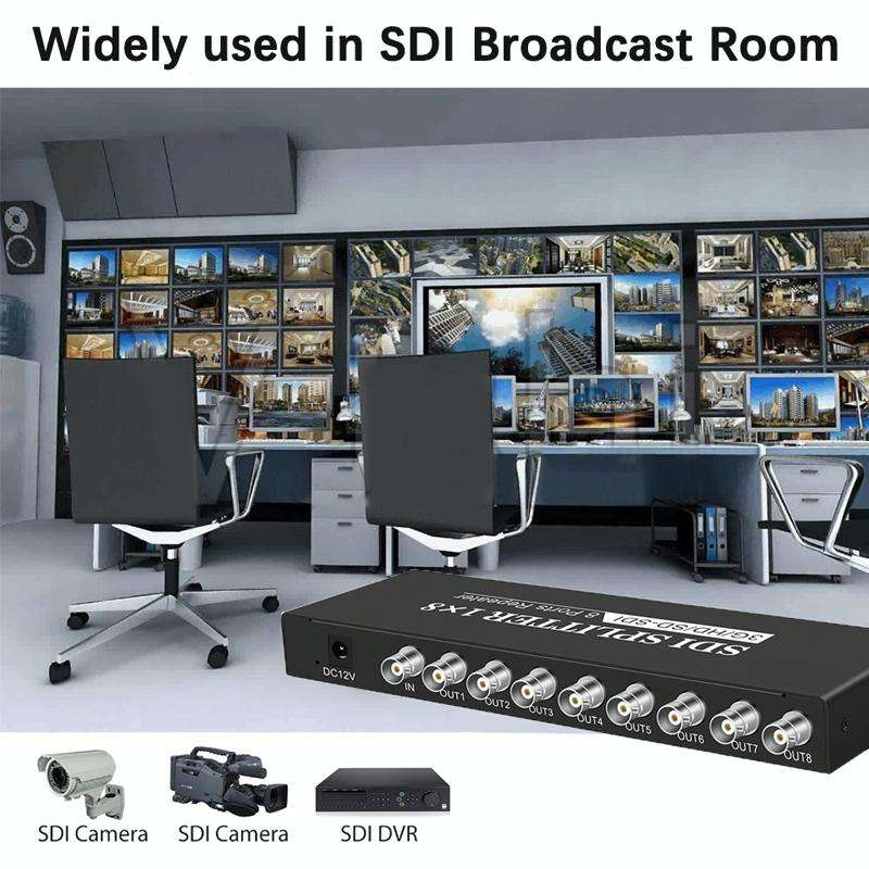 1 In 8 Out SD-SDI / HD-SDI / 3G-SDI Distribution Amplifier Video SDI Splitter(EU Plug)