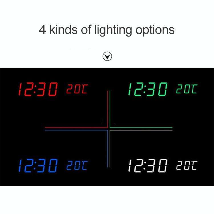 Multicolor Sounds Control Wooden Clock Modern Digital LED Desk Alarm Clock Thermometer Timer Wood...