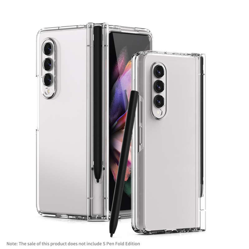 For Samsung Galaxy Z Fold3 5G 360 Full Body Hinge Flip Phone Case with Pen Slot(Transparent)