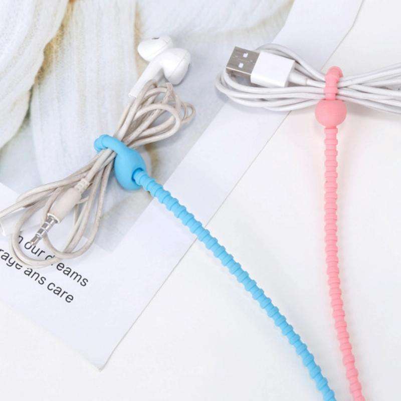20 PCS Silicone Data Cable Storage Strap Cable Organizer(Grey)