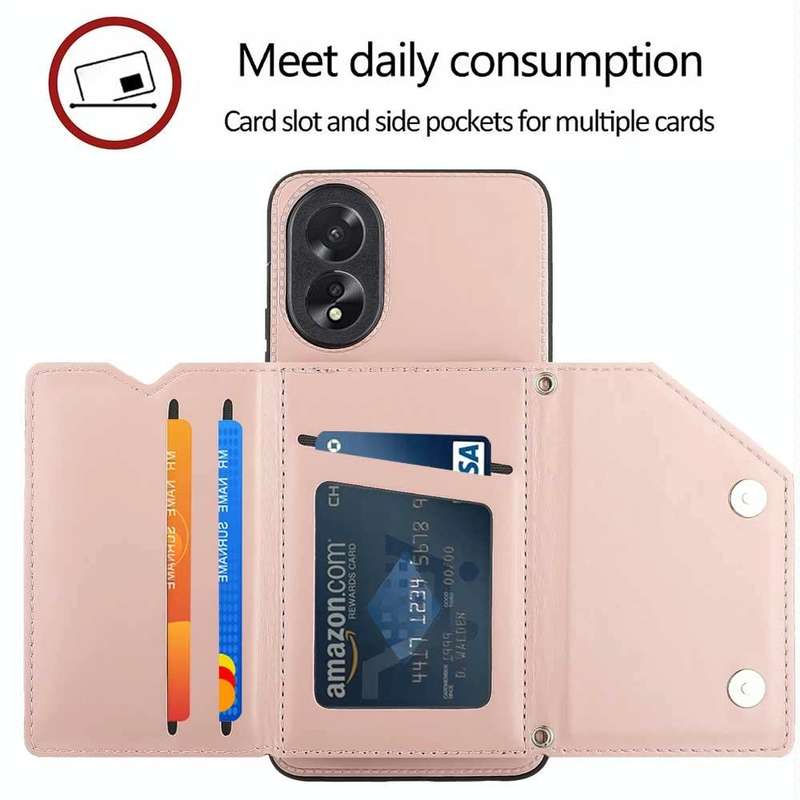 For OPPO A38 4G/A18 4G Skin Feel PU + TPU + PC Card Slots Phone Case(Rose Gold)