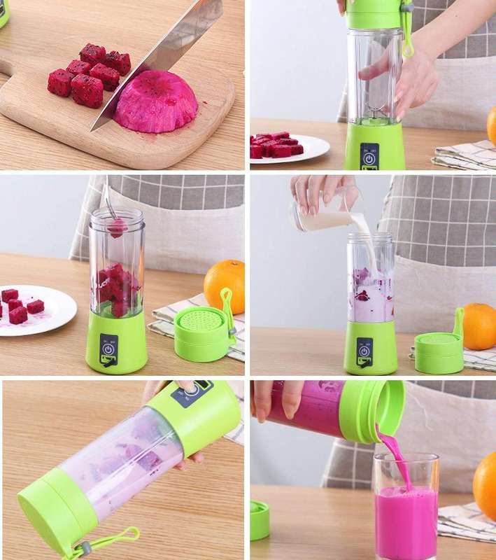 USB Rechargeable Electric Automatic Vegetable Fruit Citrus Orange Juice Maker Cup Mixer Bottle (3...
