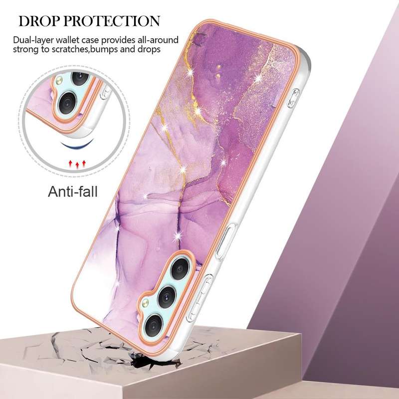 For Samsung Galaxy A24 Electroplating Marble Dual-side IMD Phone Case(Purple 001)