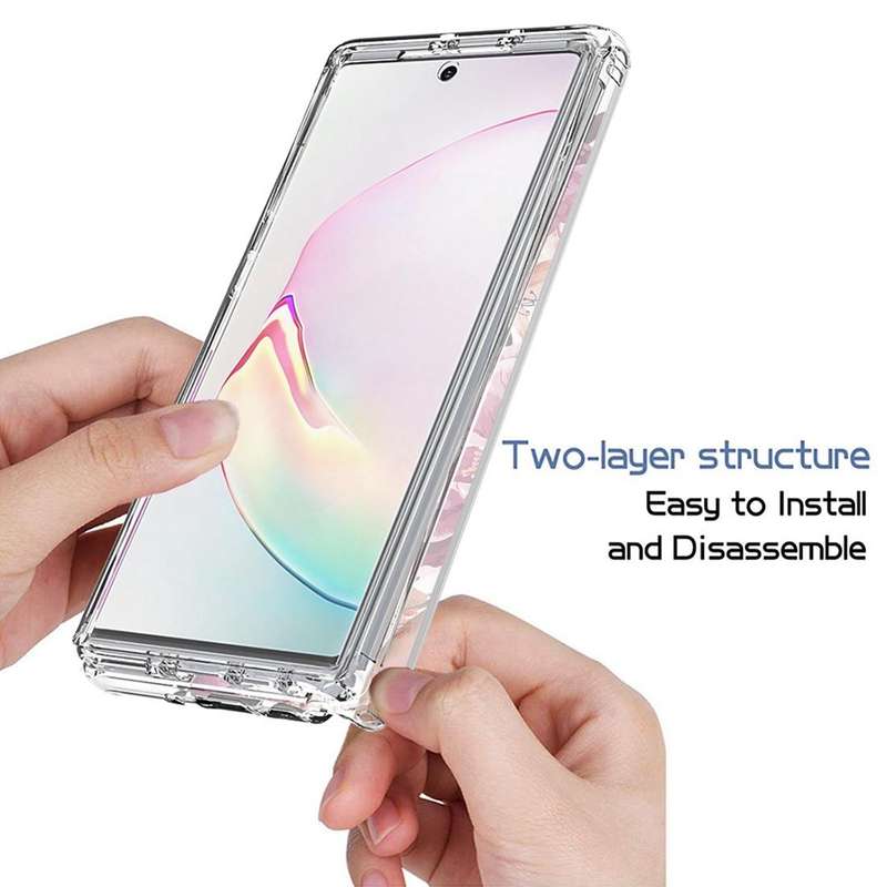 For Samsung Galaxy Note10+ PC+TPU Transparent Painted Phone Case(Pink Rose)