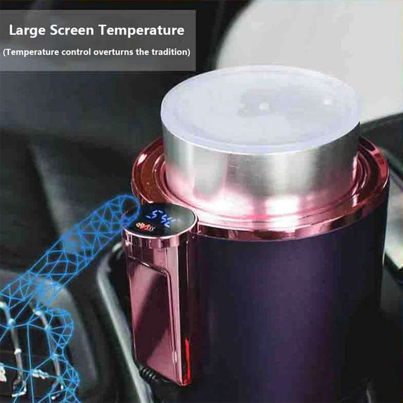 2-in-1 Smart Car Cup Cooler Outdoor Travel Heater Portable Auto Mini Refrigerator 12V Cooling Hea...