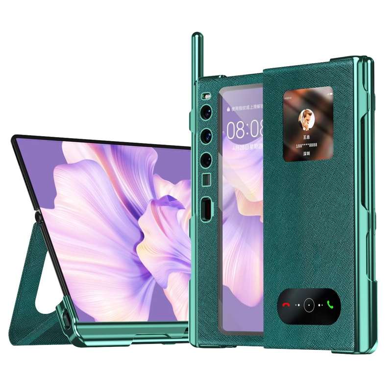 For Huawei Mate Xs 2 integrated Cross Pattern Electroplating All-inclusive Phone Case with Stand(...