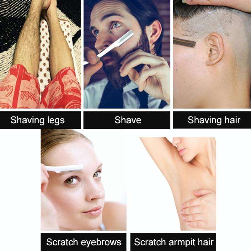 Hairdresser Vintage Razor Stainless Steel Double-sided Blade Holder Haircut Shaved Eyebrow Knife ...