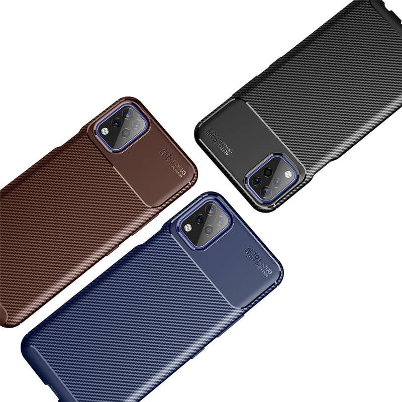 For LG K42 Carbon Fiber Texture Shockproof TPU Case(Brown)