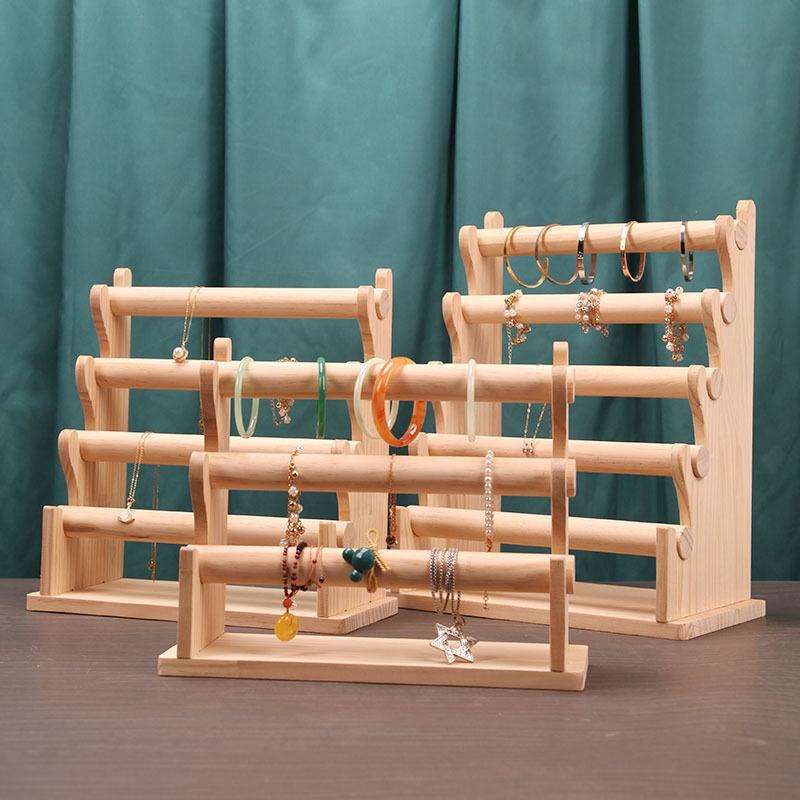 Solid Wood Detachable Jewelry Display Stand Watch Bangle Bracelet Storage Display Rack, Style: Th...