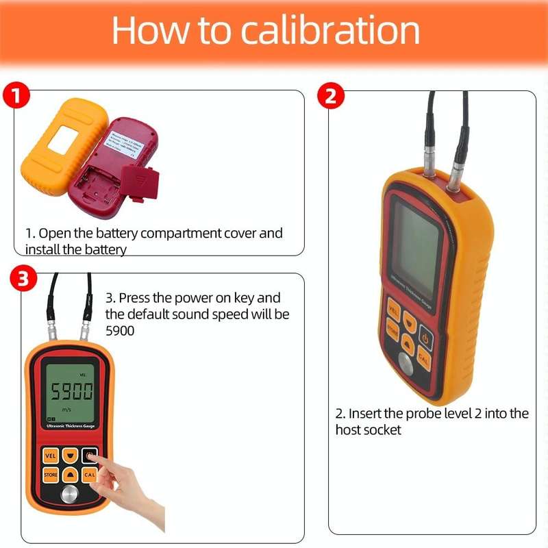 GM-100 Ultrasonic Thickness Meter Tester Gauge Velocity 1.2~225mm(Red)