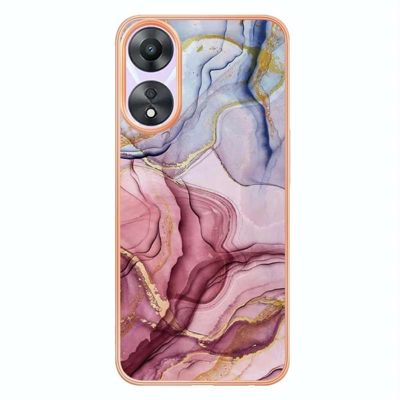 For OPPO A78/A58 Electroplating Marble Dual-side IMD Phone Case(Rose Red 014)