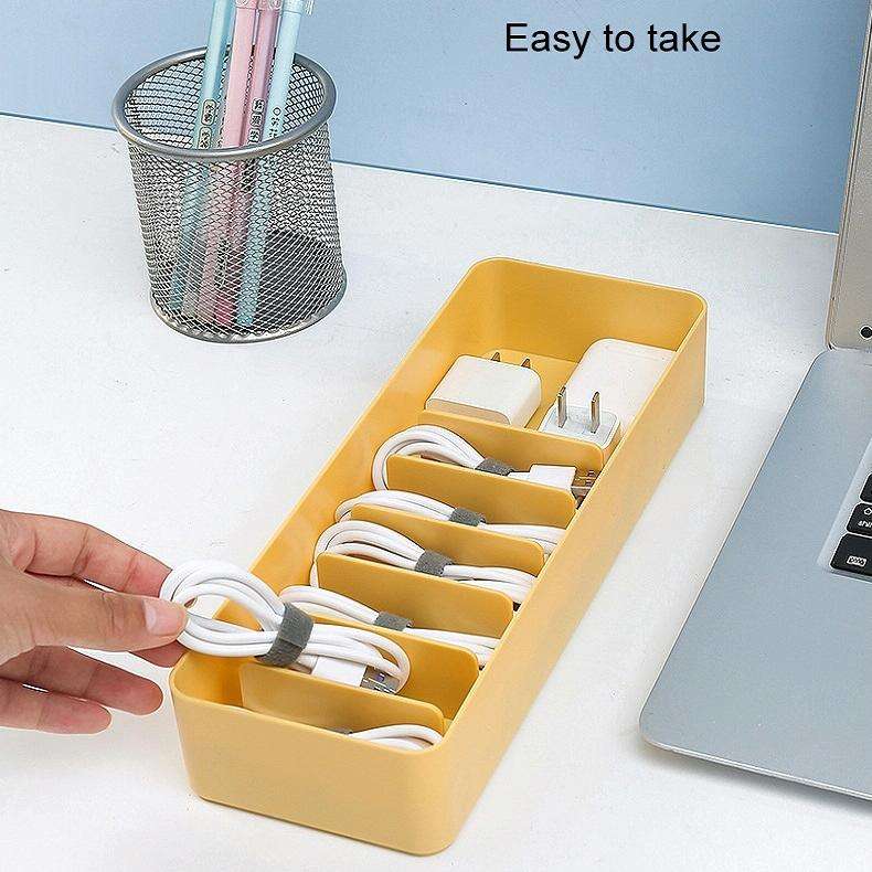 Desktop Data Cable Storage Box Dust-proof Line Box Single-layer(Yellow)