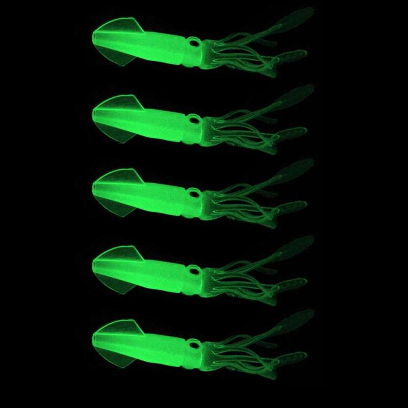 HENGJIA 5PCS Luminous Squids Plastic Soft Baits Artificial Fishing Lures Bionic Fishing Bait, Len...
