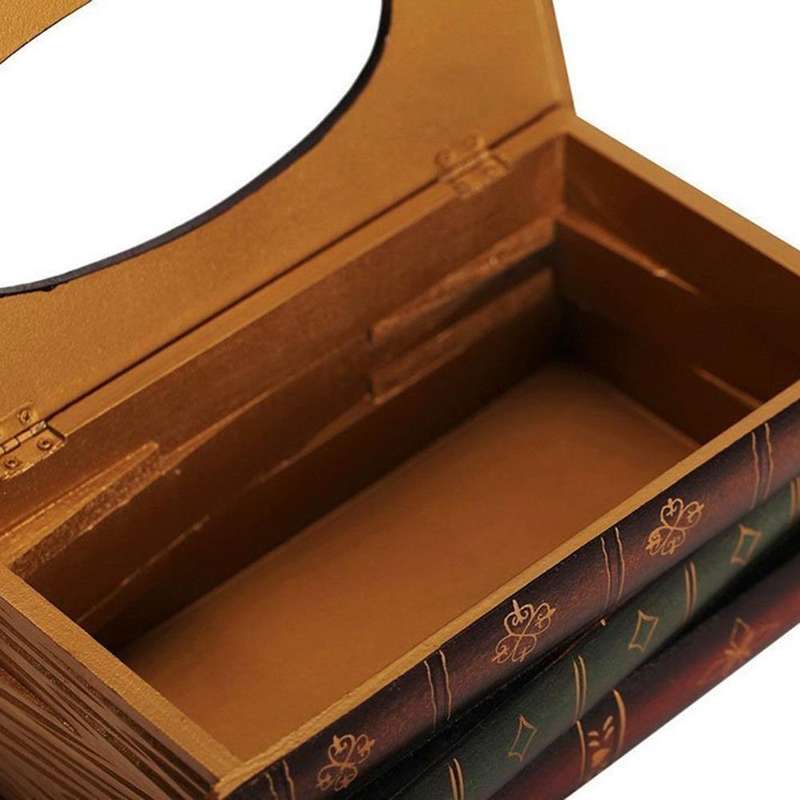 Retro Hand Drawn Book Style Tissue Box Case(Green)
