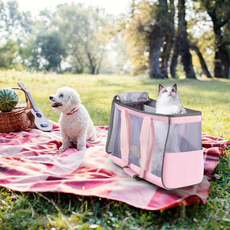 FUNADD Portable Breathable Pet Bag Outdoor Shoulder Tote Bag (Pink)